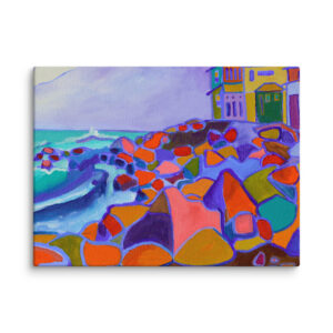 High Tide-Canvas Fine Art Print of architecture above a Rocky Coast