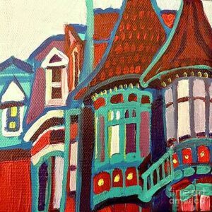 Dancing Gables – Original Colorful Architectural Painting